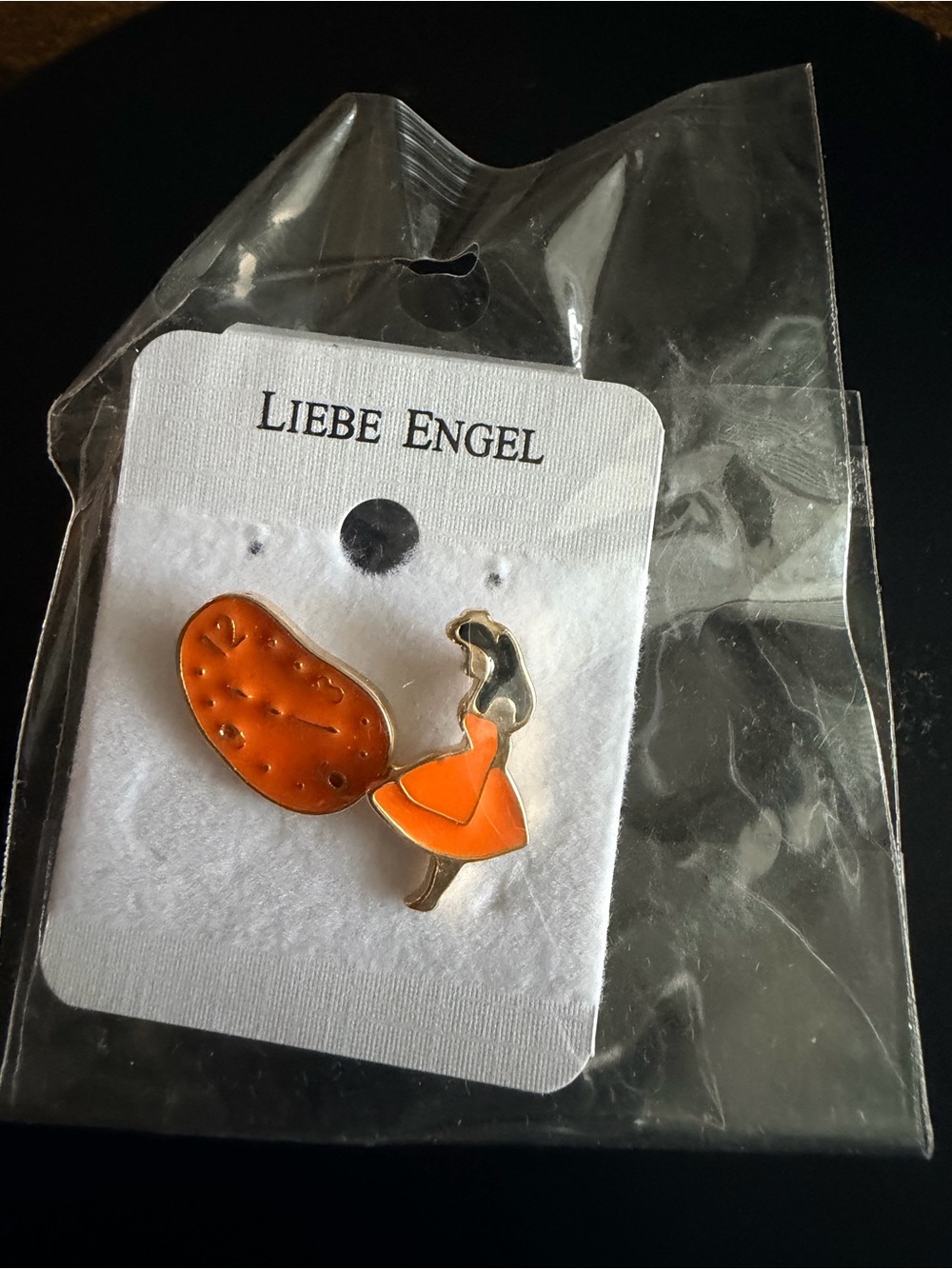 Orange Enamel Girl Stud Earrings